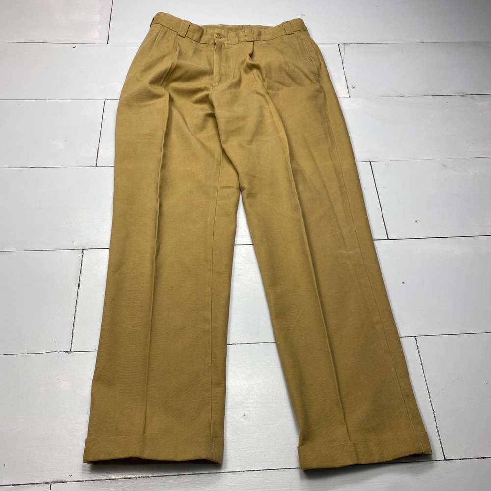 Bills Khakis M1 Pleated Trousers Mens 34 Tan Cotton Canvas Made in USA Pants